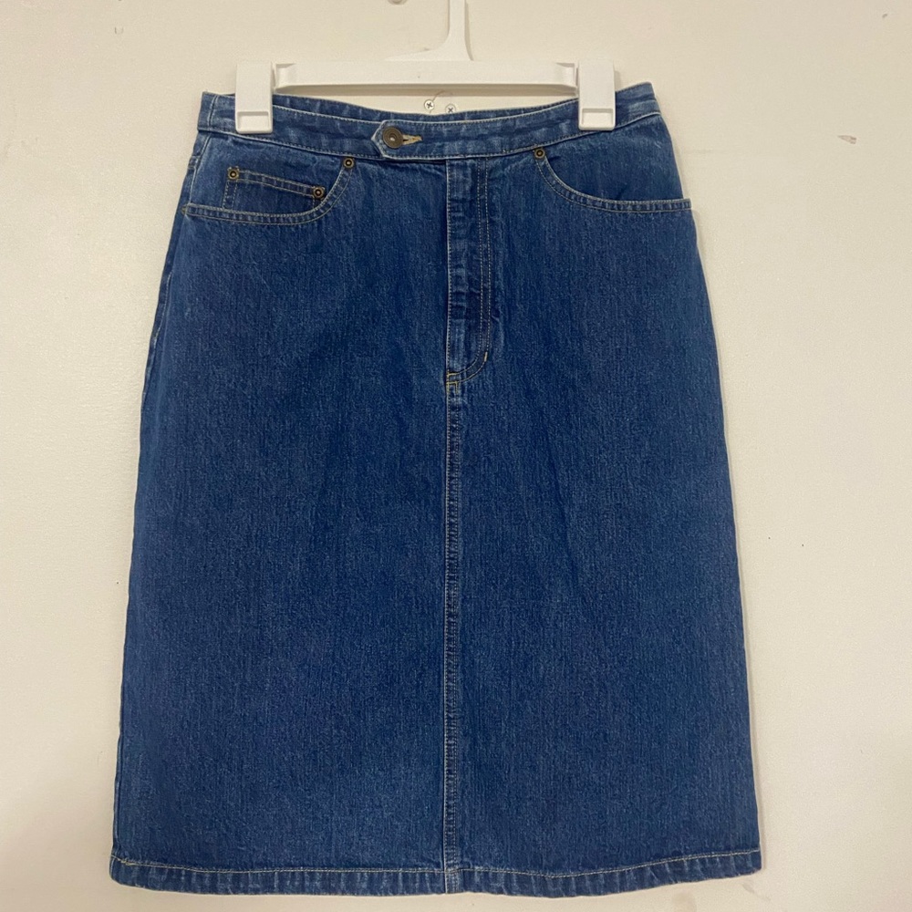 Liz Claiborne Skirt Cotton Denim Pencil Size 10 Trendy